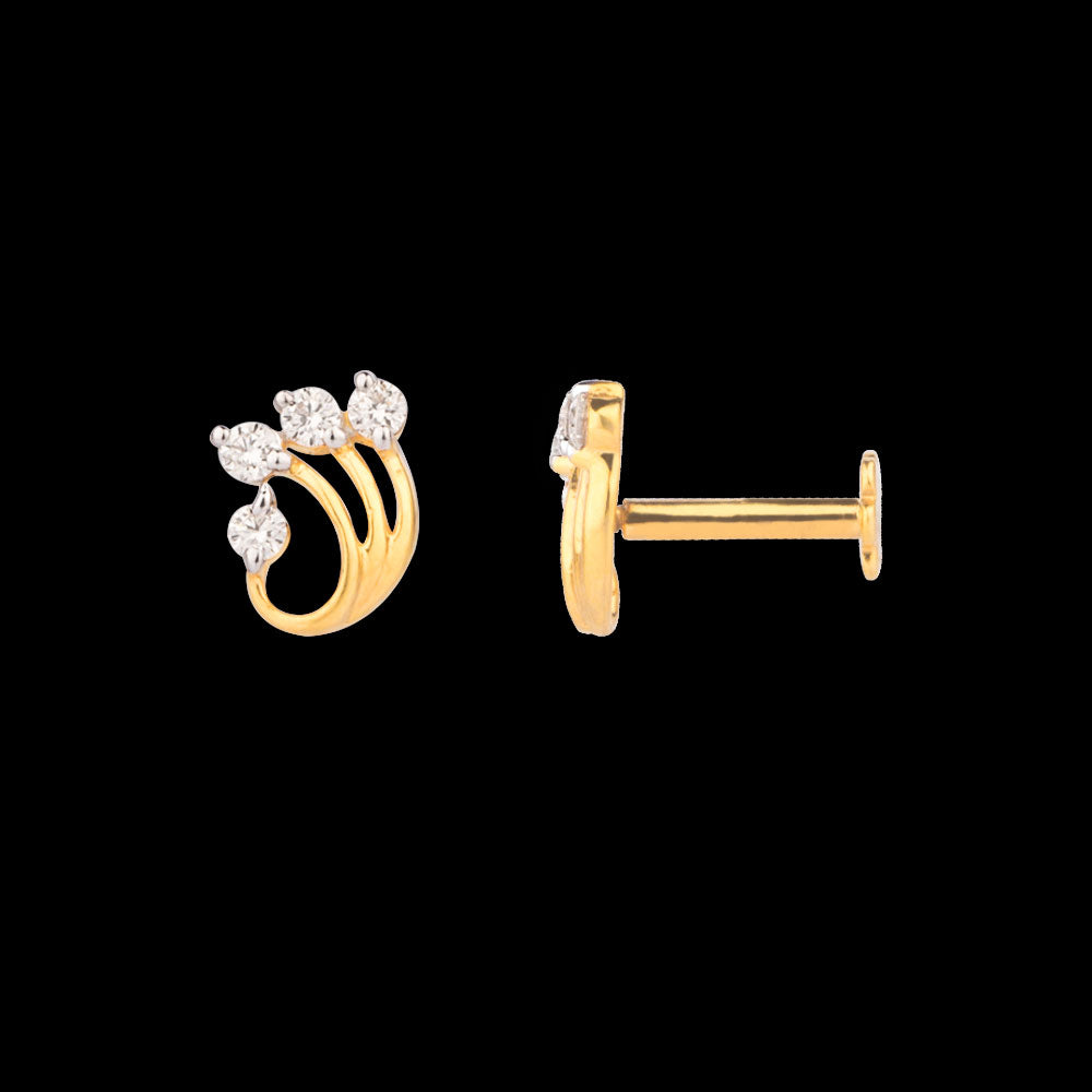 18K Yellow Gold Diamond Nosepin - 0.104ct VVS-VS-GH