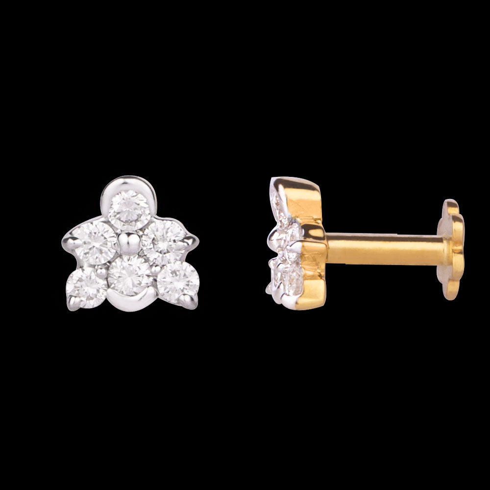 18K Yellow Gold Diamond Nosepin - 0.11ct VVS-VS-IJ