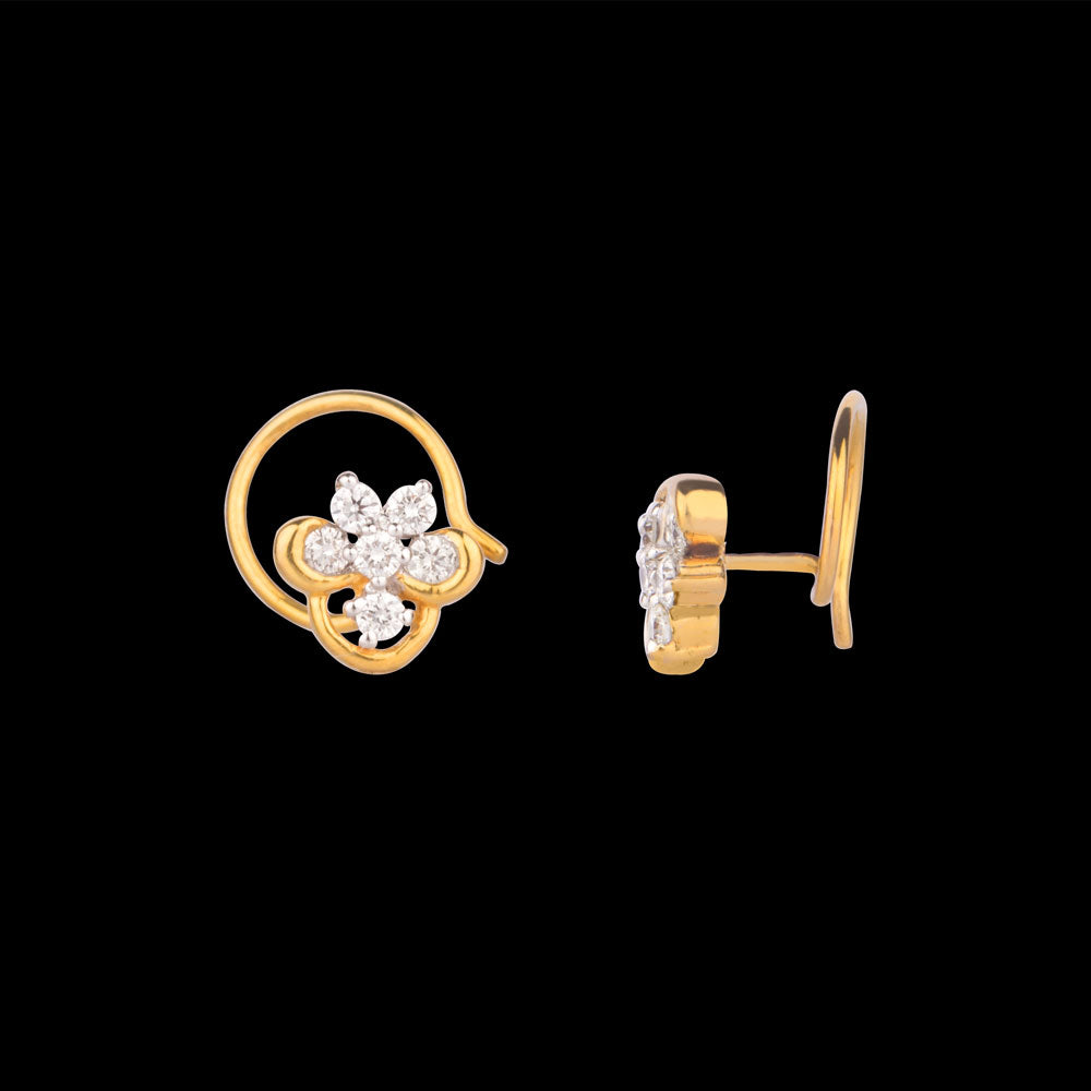 14K Yellow Gold Diamond Nosepin - 0.09ct VVS-VS-GH