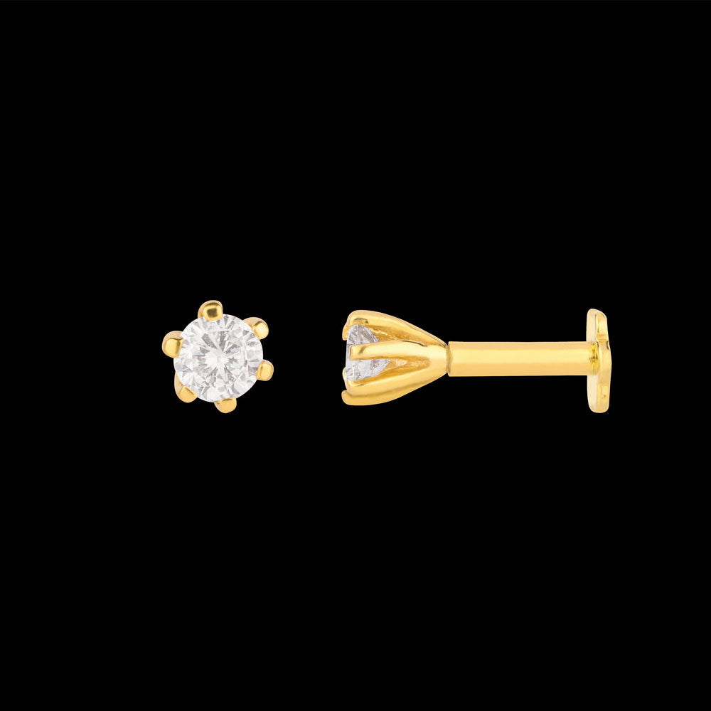 18K Yellow Gold Diamond Nosepin - 0.103ct VS-GH