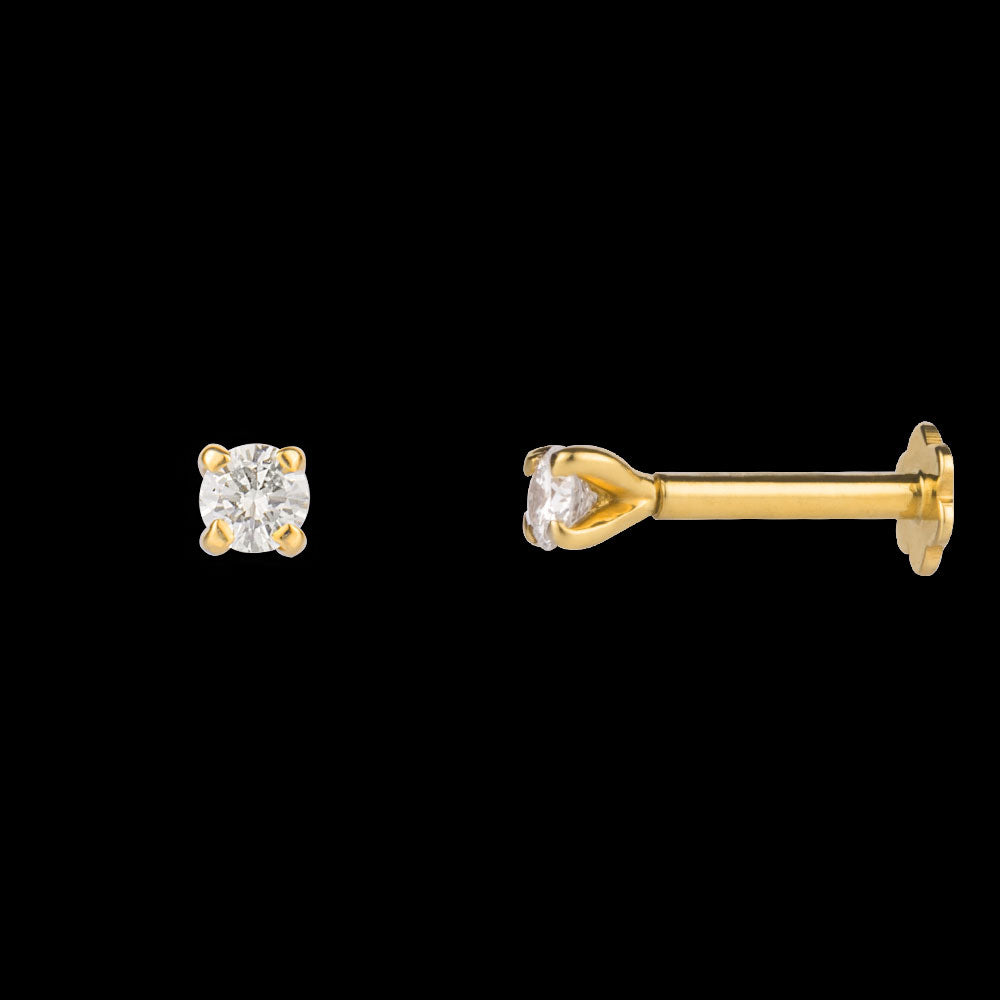 18K Yellow Gold Diamond Nosepin - 0.08ct VS-FG