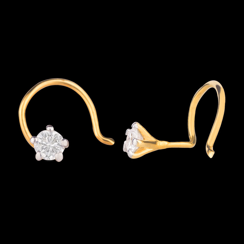 14K Yellow Gold Diamond Nosepin - 0.08ct VVS-FG