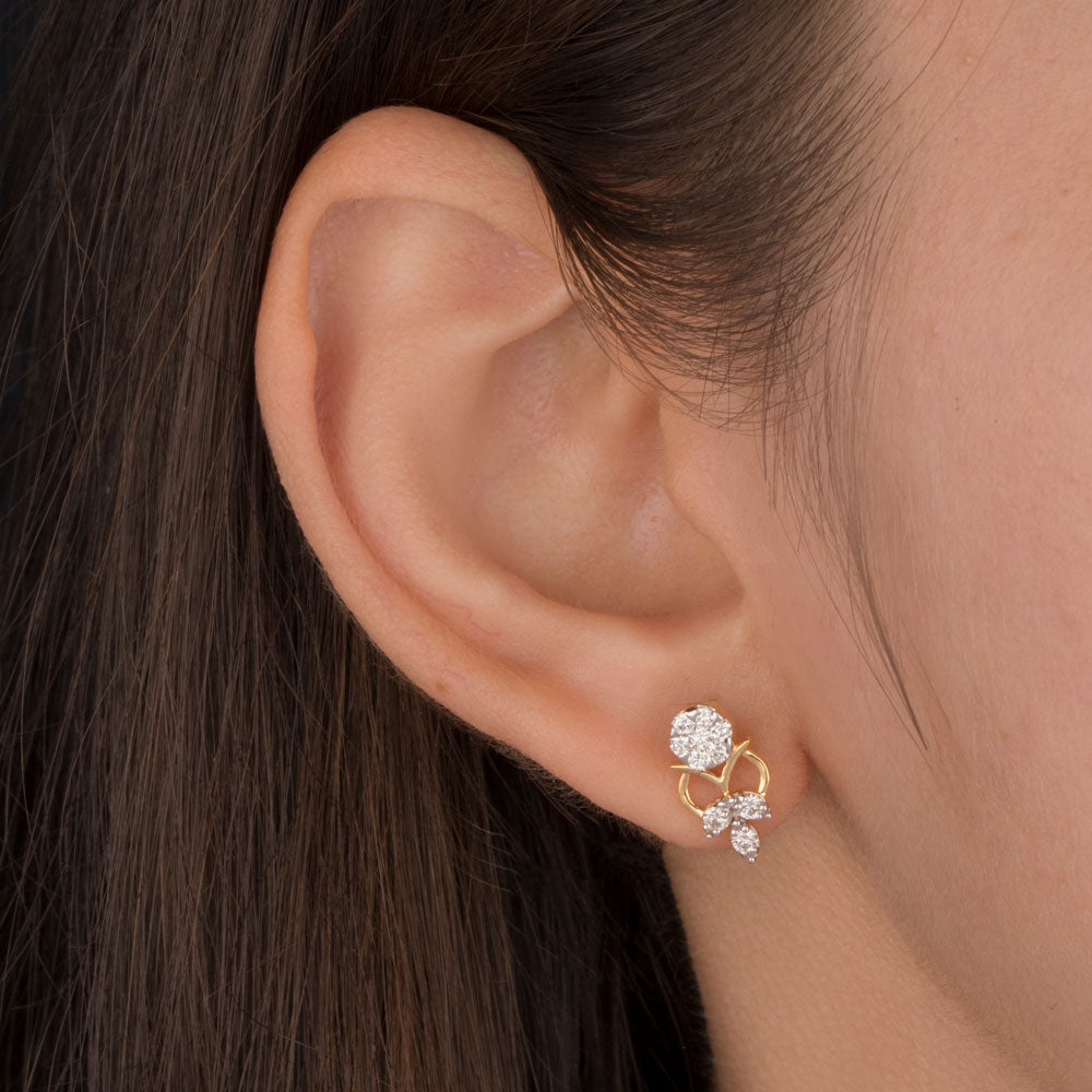 18K Yellow Gold Diamond Earrings - 0.409ct VVS-VS-HI