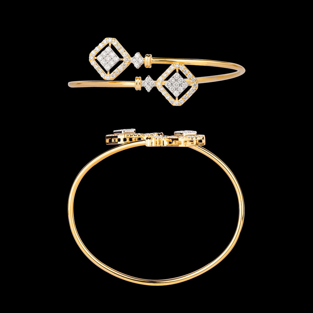 18K Yellow Gold Diamond Kada - 1.35ct VVS-VS-GH