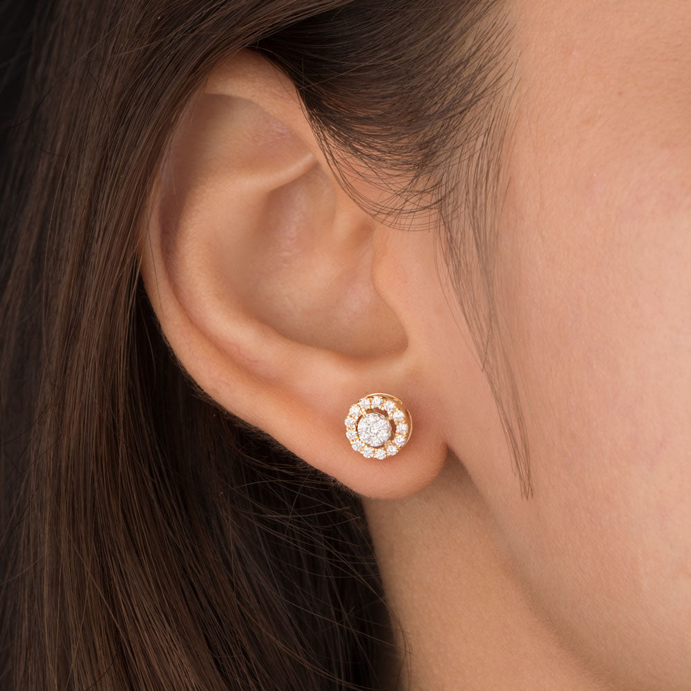 18K Yellow Gold Diamond Earrings - 0.41ct VVS-VS-EF