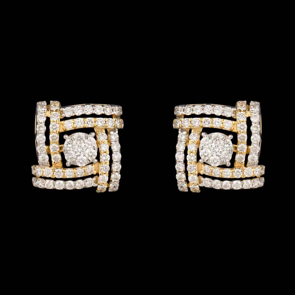 18K Yellow Gold Diamond Earrings - 1.35ct VVS-VS-HI