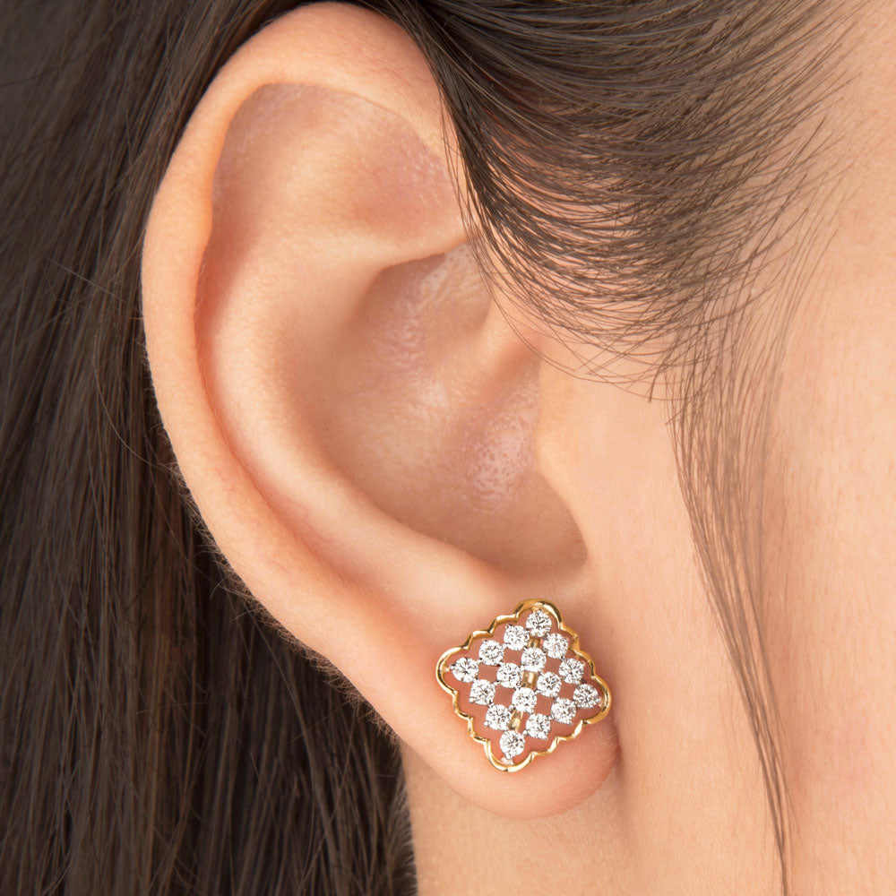 18K Yellow Gold Diamond Earrings - 0.87ct VVS-FG