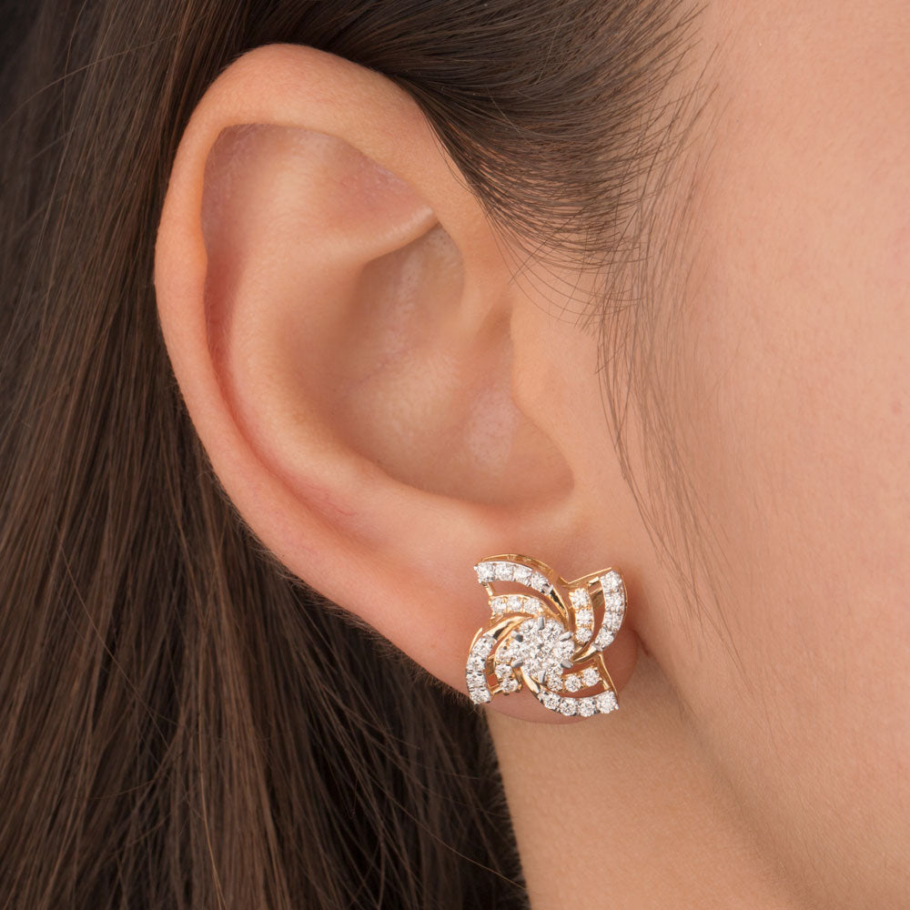 18K Yellow Gold Diamond Earrings - 0.989ct VVS-VS-GH
