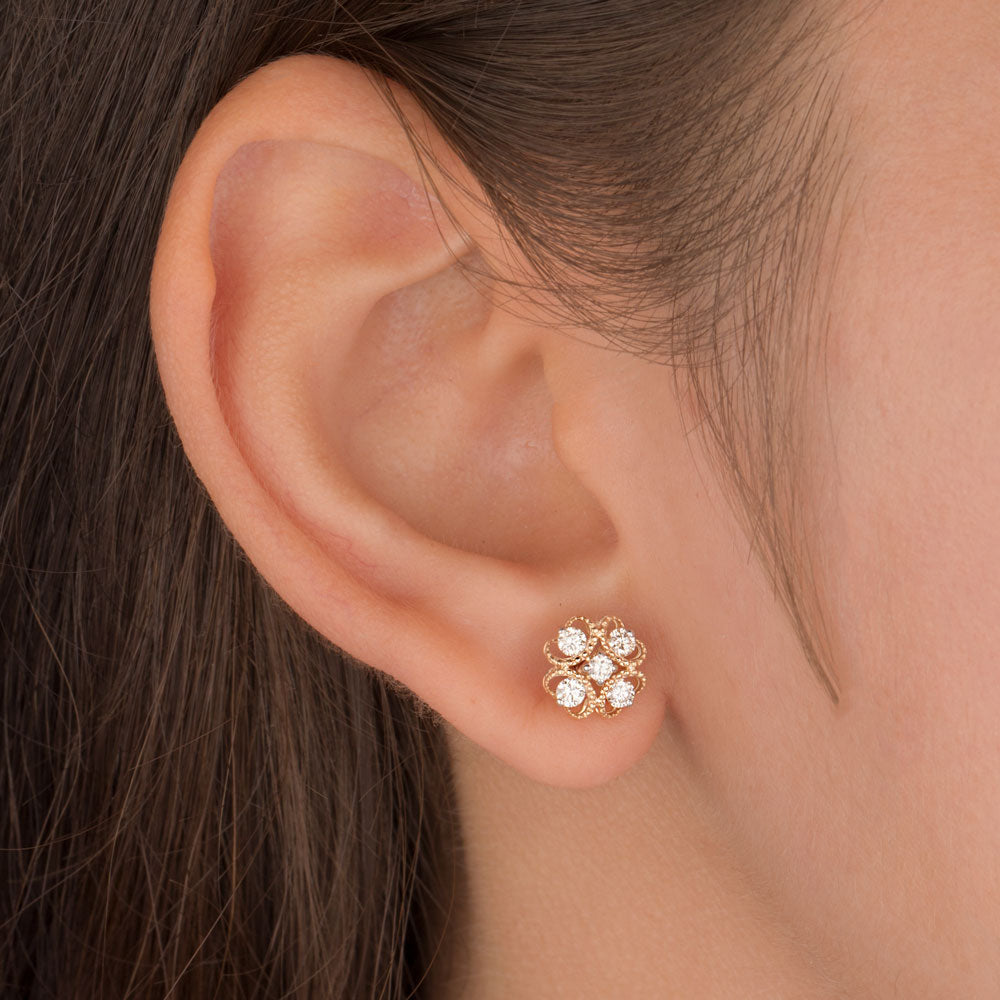 14K Yellow Gold Diamond Earrings - 0.414ct VS-HI