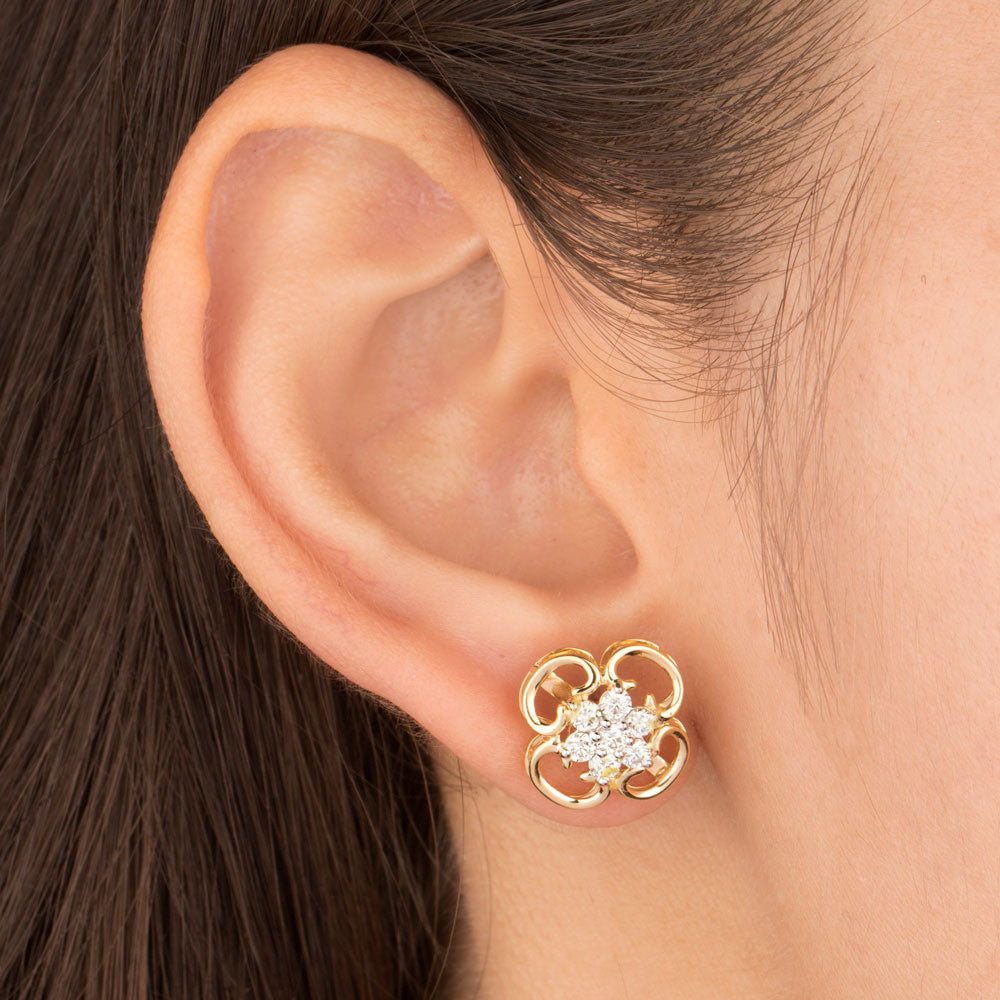 14K Yellow Gold Diamond Earrings - 0.59ct VVS-VS-JK