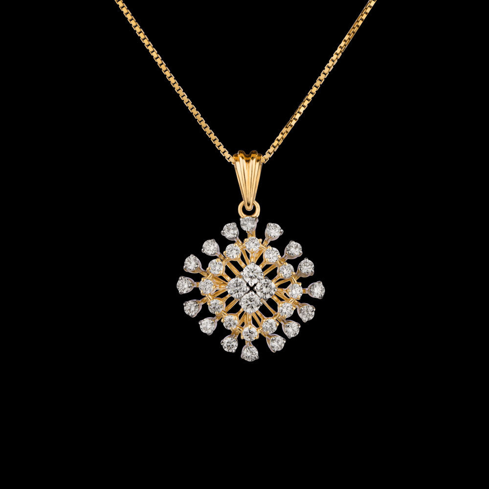 18K Yellow Gold Diamond Pendant - 1.23ct VVS-VS-GH