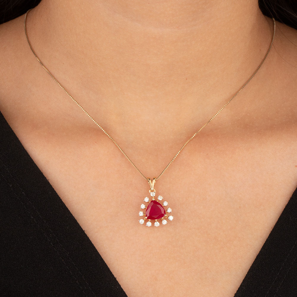 18K Yellow Gold Diamond Pendant - 0.456ct VVS-VS-KL with Colour Stones