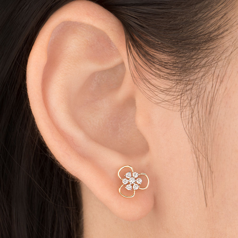 18K Yellow Gold Diamond Earrings - 0.207ct SI-IJ