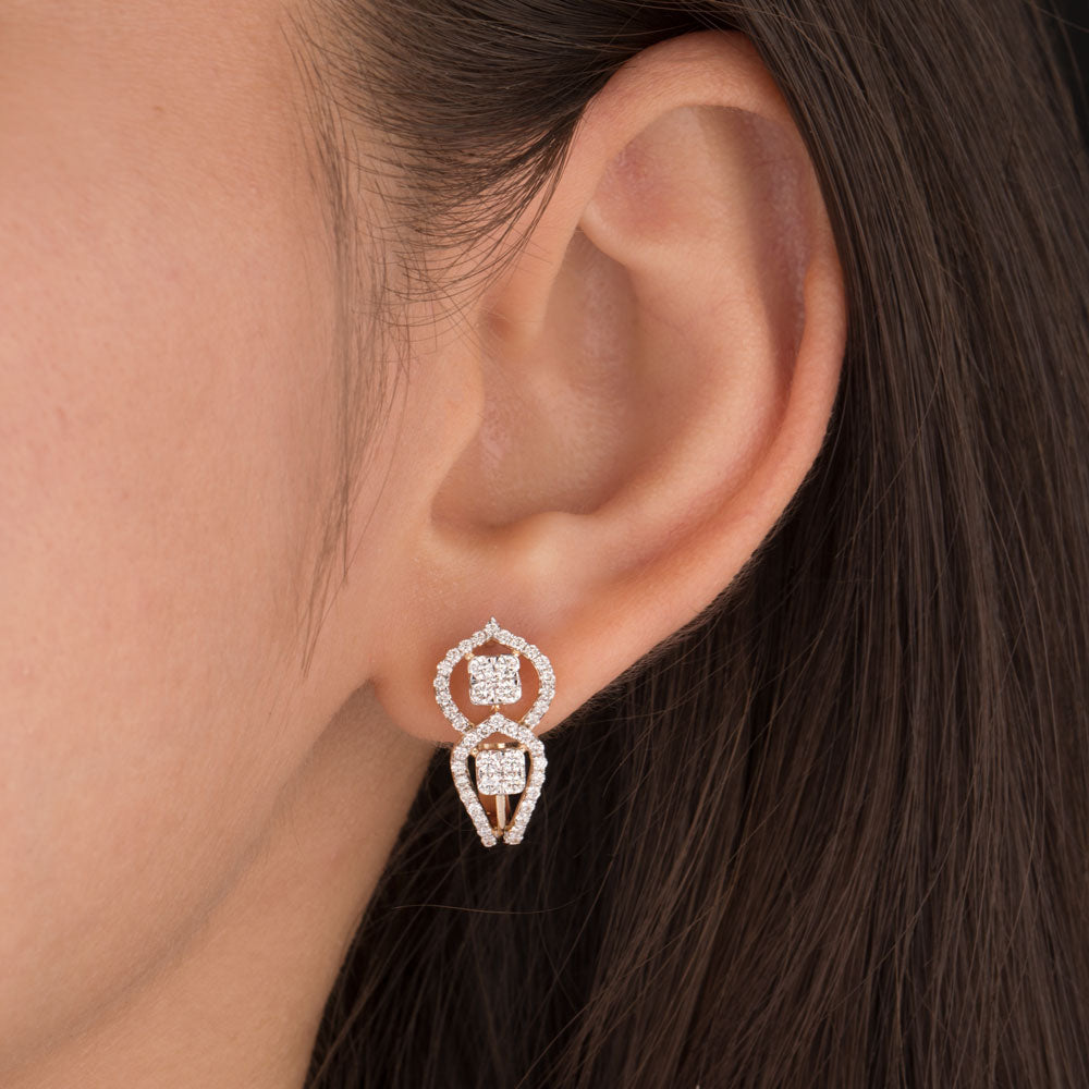 14K Yellow Gold Diamond Earrings - 0.815ct VS-SI-GH