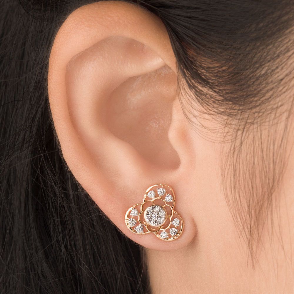 18K Yellow Gold Diamond Earrings - 0.502ct VS-SI-GH