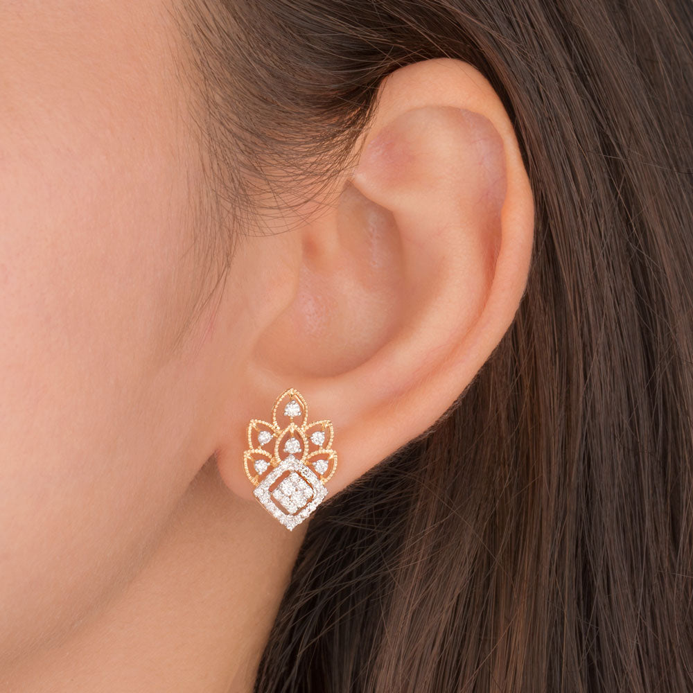 18K Yellow Gold Diamond Earrings - 0.65ct VS-SI-FG