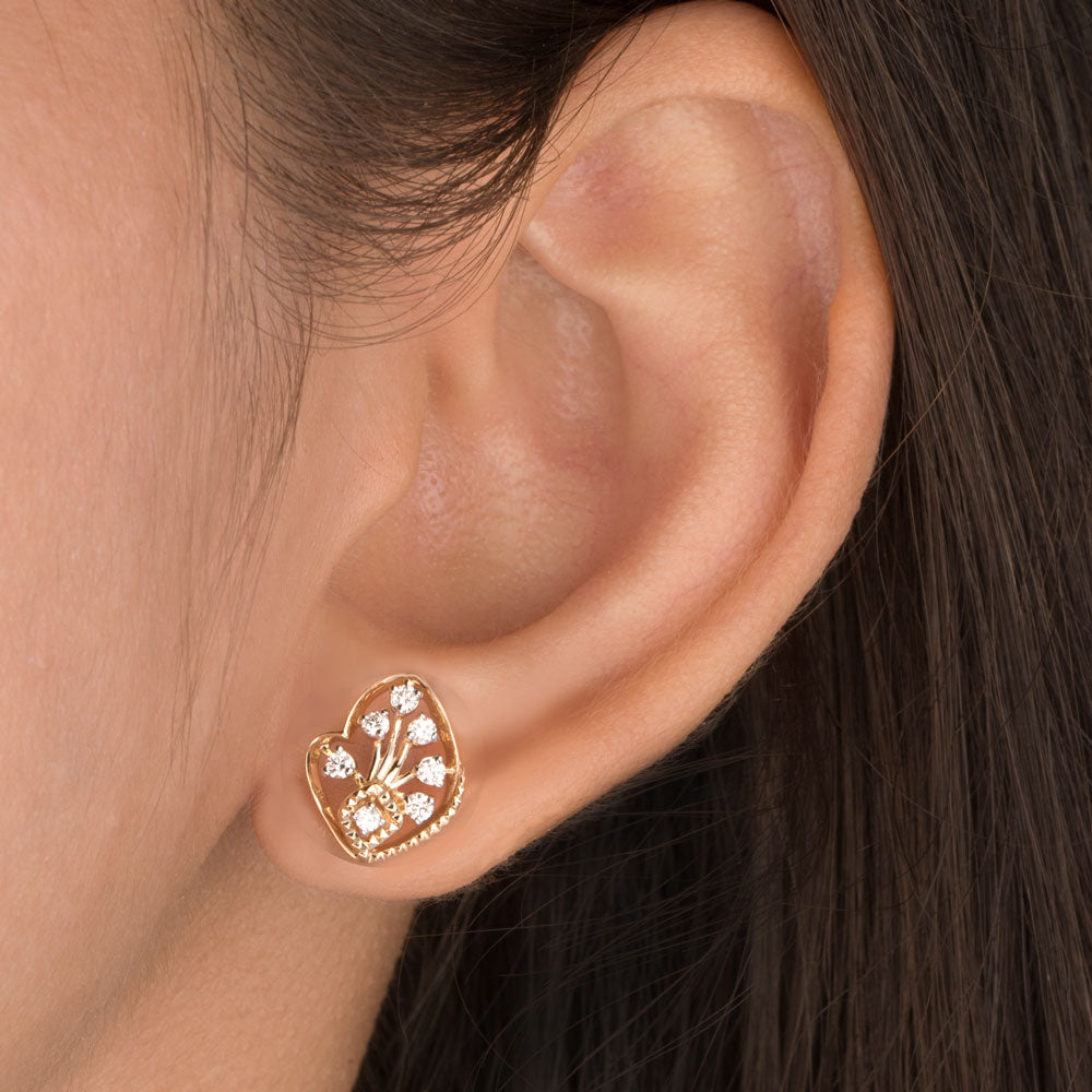 14K Yellow Gold Diamond Earrings - 0.237ct VS-EF
