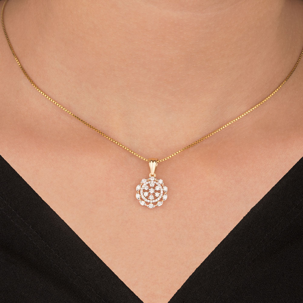 18K Yellow Gold Diamond Pendant - 0.409ct VS-SI-FG
