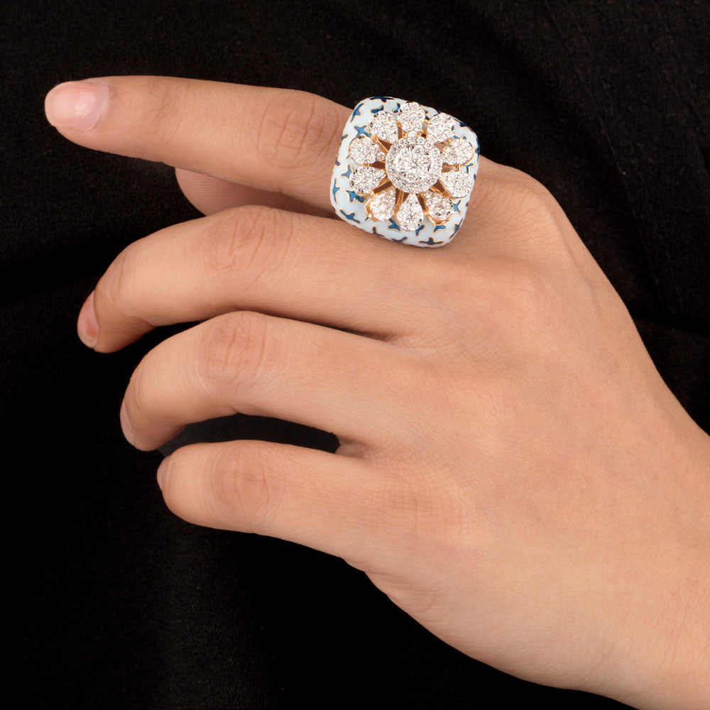 18K Yellow Gold Diamond Ring - 1.501ct VS-SI-GH with Colour Stones