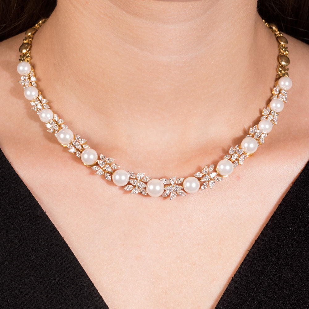 18K Yellow Gold Diamond Necklace - 8.155ct VVS-VS-GH with Colour Stones
