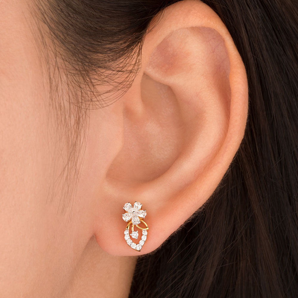 18K Yellow Gold Diamond Earrings - 0.495ct VVS-VS-EF