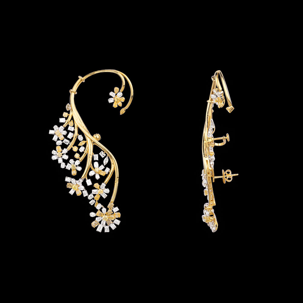 14K Yellow Gold Diamond Earrings - 18.008ct VS-SI-EF