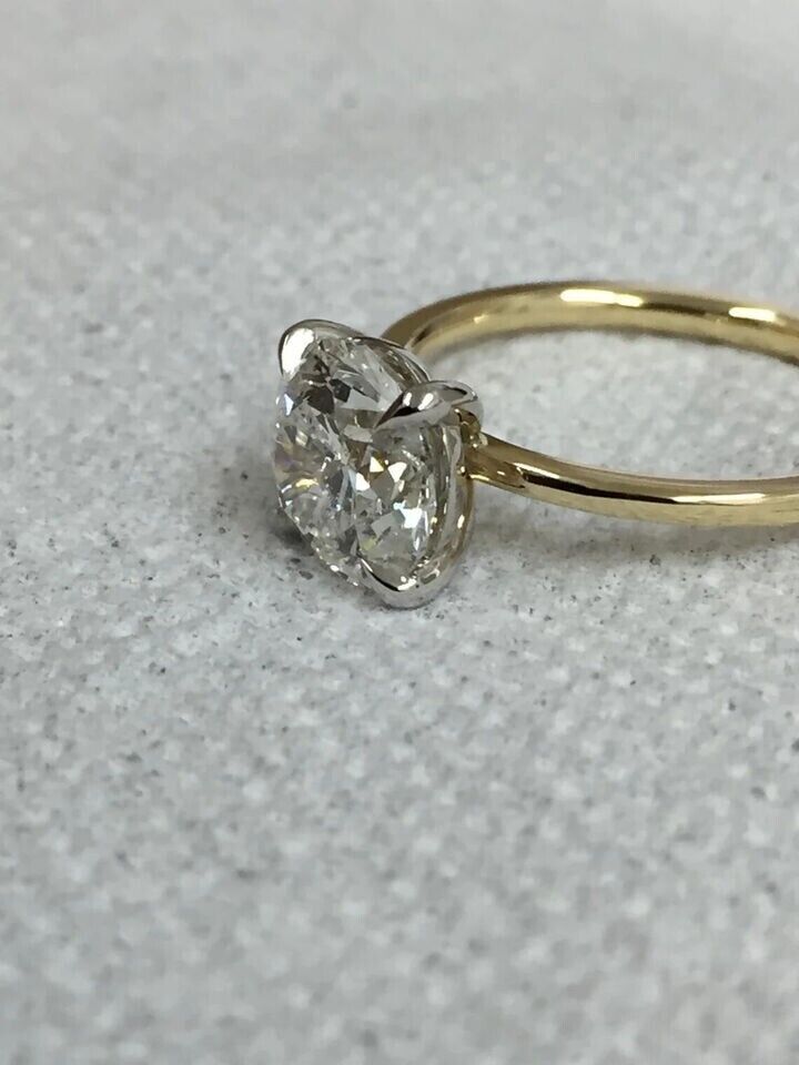 2Ct Round Cut Diamond Solitaire Engagement Wedding Ring 14k Yellow Gold Over