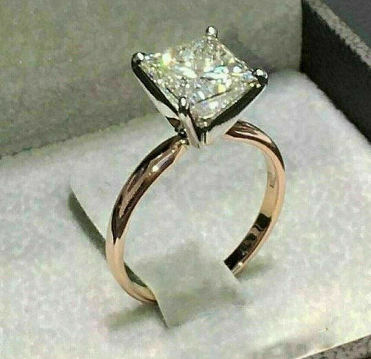 2CT Princess Lab Created Diamond Women's Engagement Ring 14K White Gold Finish