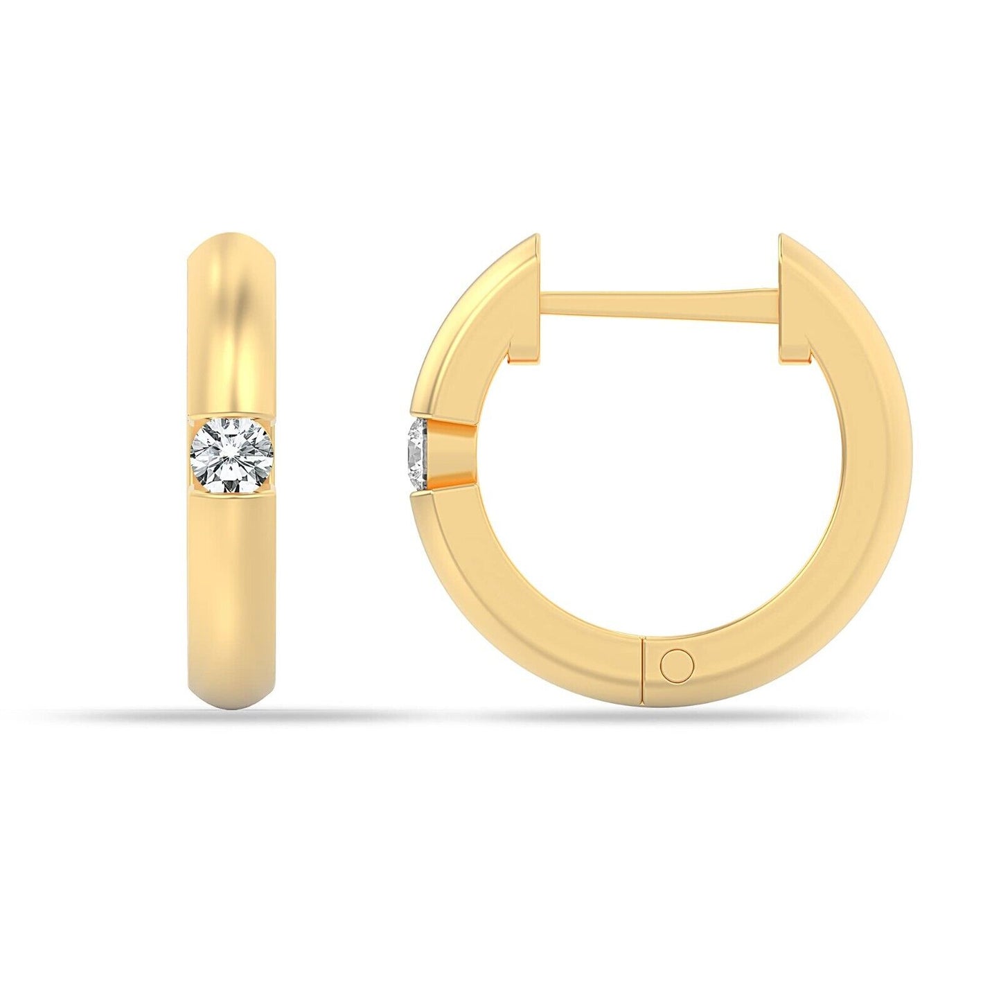 1 Ct Round Cut Diamond 14K Yollwe Gold Voal Huggie Hoop Earrings For Girl's & Women's