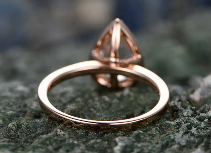 2 CT Pear Cut Pink Morganite Rose Gold Over On 925 Sterling Silver Halo Wedding Promise Ring