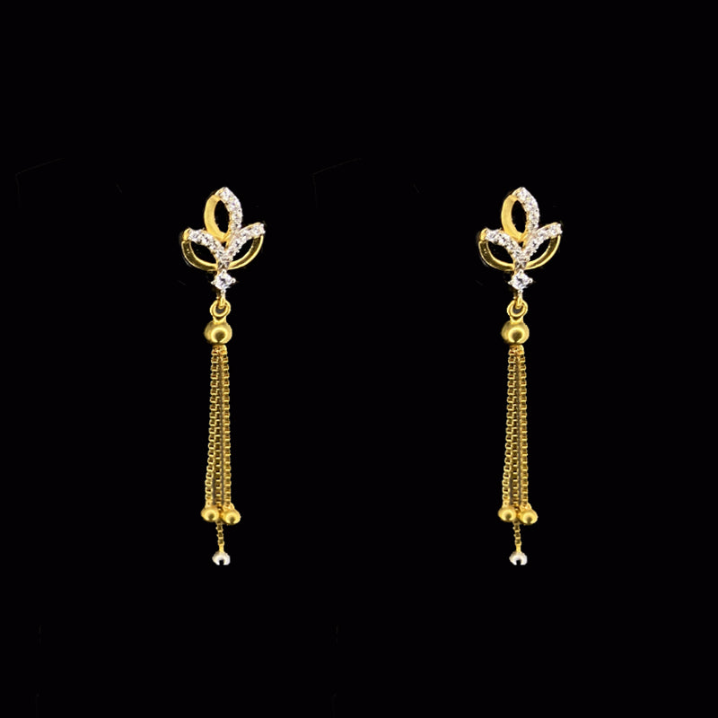 Three leaves Design Traditional 22K Gold earrings