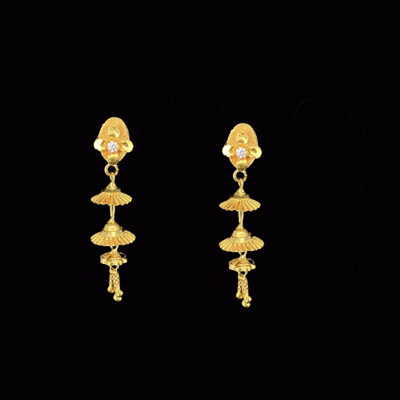 Glossy Little jhumke pattern 22k Gold Chandelier Style earrings