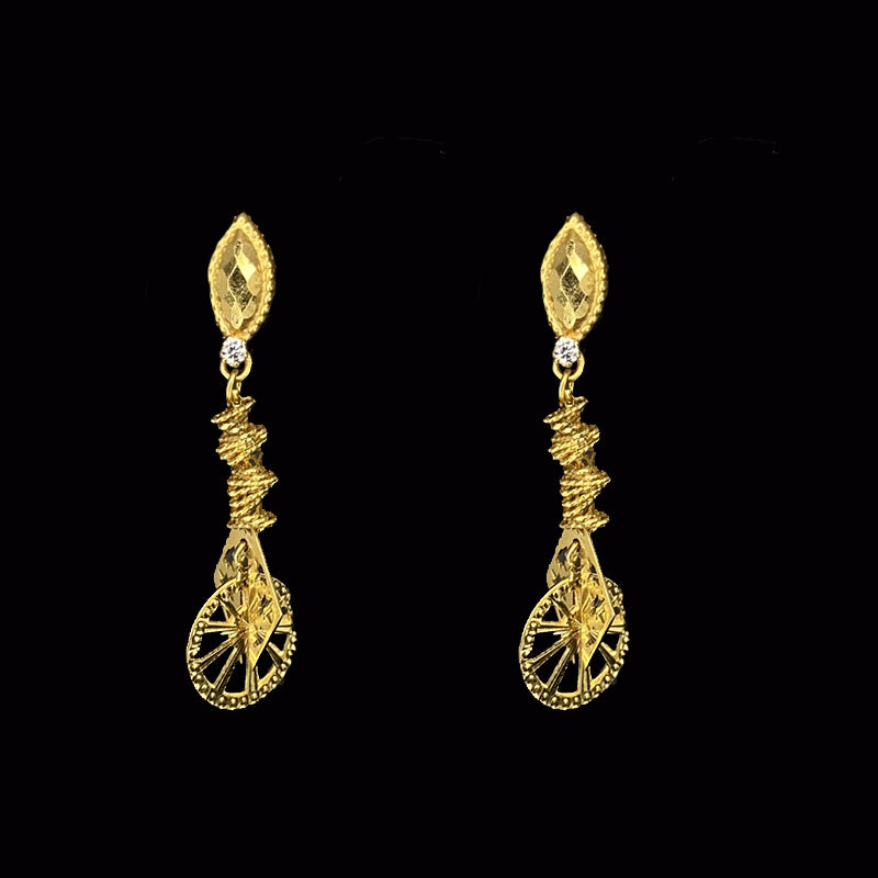 Traditional wheel Dazzling 22K Gold Jhumkas