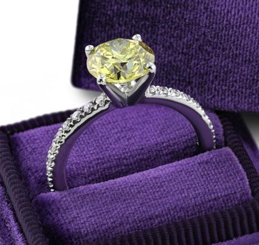 2 CT Round Cut Yellow Citrine Diamond 925 Sterling Silver Women Halo Engagement Ring