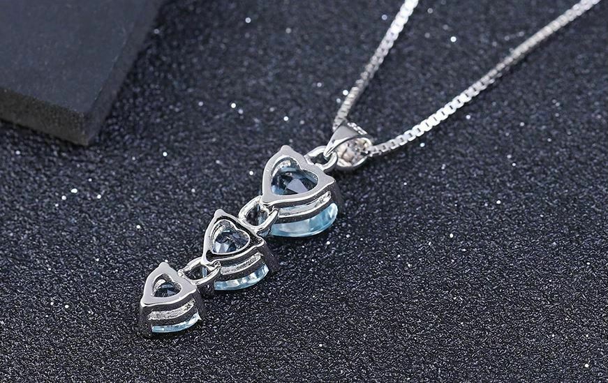 3.25 Ct Heart Cut Blue Aquamarine Love Heart Women's Pendant In 925 Sterling Silver