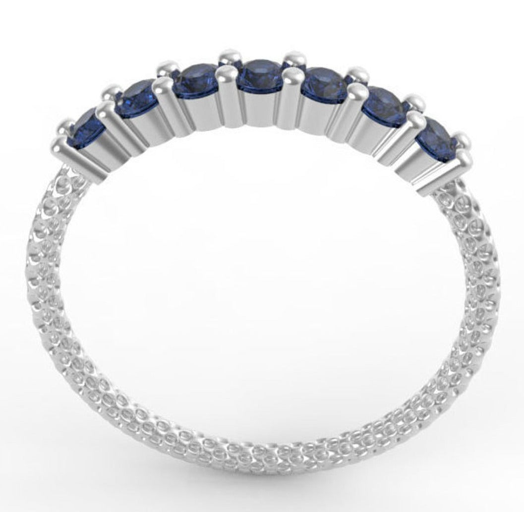 0.30 CT 925 Sterling Silver Blue Sapphire Round Cut Engagement Promise Ring