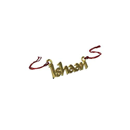 atjewels 14K Yellow Gold Over .925 Sterling Silver Ishan Name Rakhi MOTHER'S DAY SPECIAL OFFER - atjewels.in