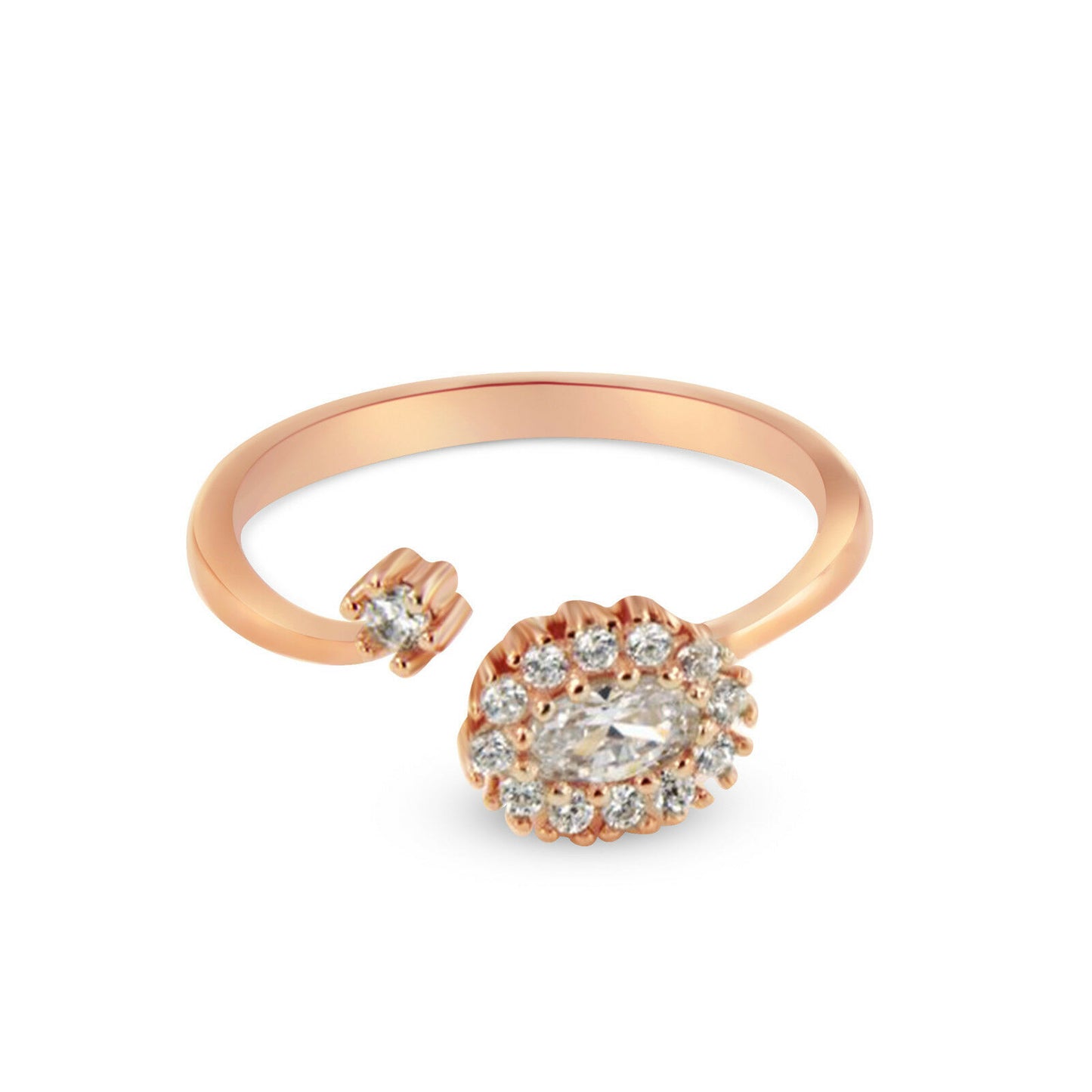 Round Cut Diamond 14K Rose Gold Over Diamond Adjustable Midi Toe Ring Jewelry - atjewels.in