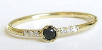 0.10 CT Round Cut Black Cubic Zirconia Diamond 925 Sterling Sliver Women Anniversary Band Ring