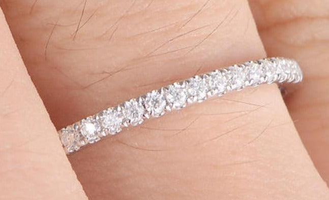 0.15 CT Round Cut Diamond 925 Sterling Silver Band Women Engagement Promise Ring