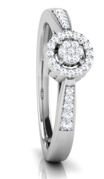 0.13 CT 925 Sterling Silver Round Cut Diamond Engagement Wedding Ring