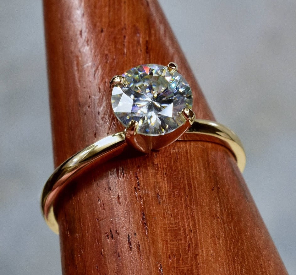 1 CT 925 Sterling Silver Round Cut Diamond Solitaire Anniversary Ring