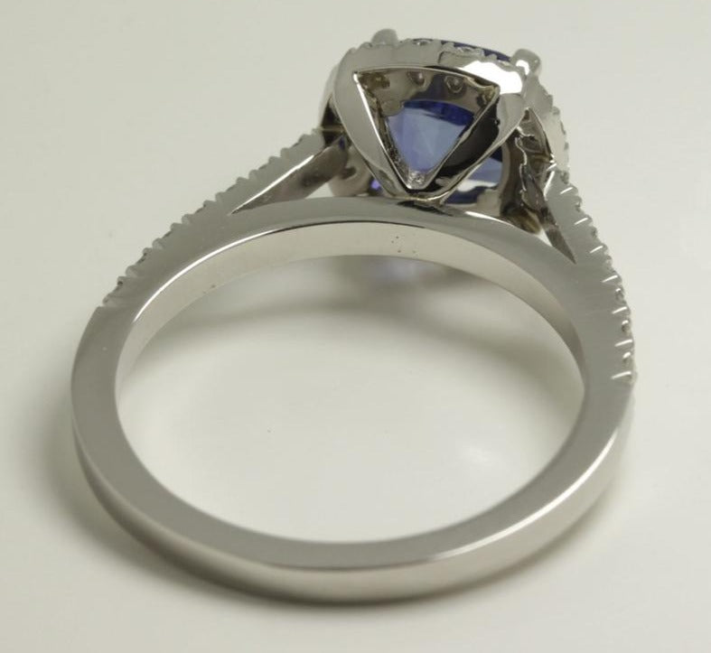 2 CT Cushion Cut Blue Sapphire Diamond 925 Sterling Silver Women Anniversary Halo Ring - atjewels.in