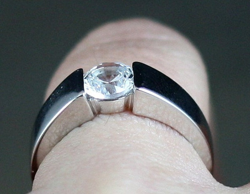 1 CT Round Cut Diamond 925 Sterling Silver Engagement Solitaire Men Ring