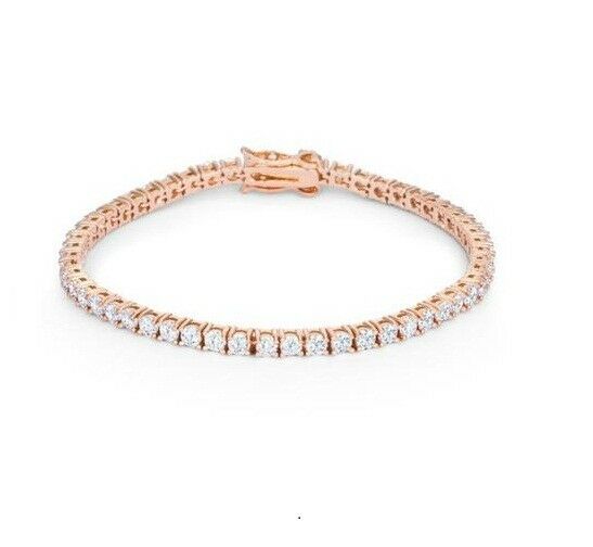 14k Solid Rose Gold Finish 3 CT Round Cut Diamond 7" Tennis Women's Bracelet - atjewels.in
