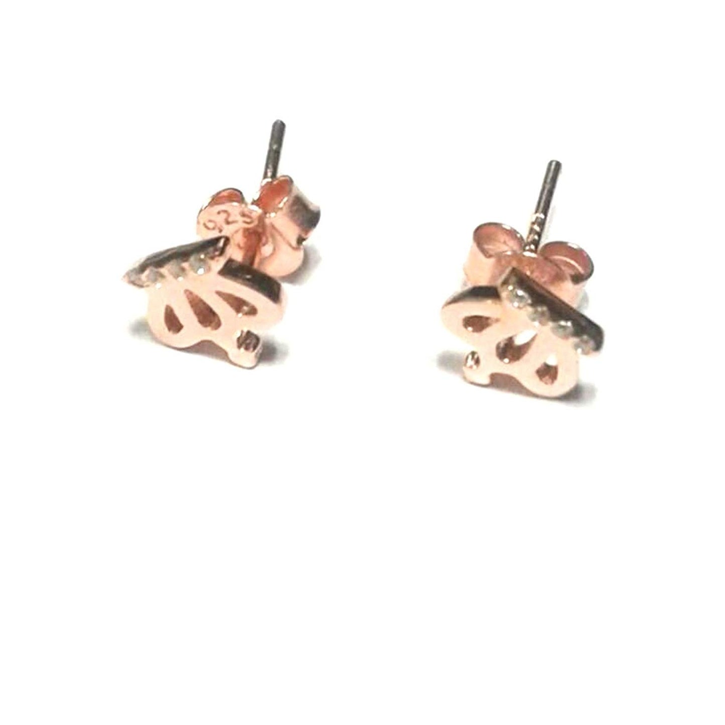 atjewels Round Cut White CZ 14k Rose Gold Over 925 Sterling Silver Crown Stud Earrings For Girl's and Women's For MOTHER'S DAY SPECIAL OFFER - atjewels.in