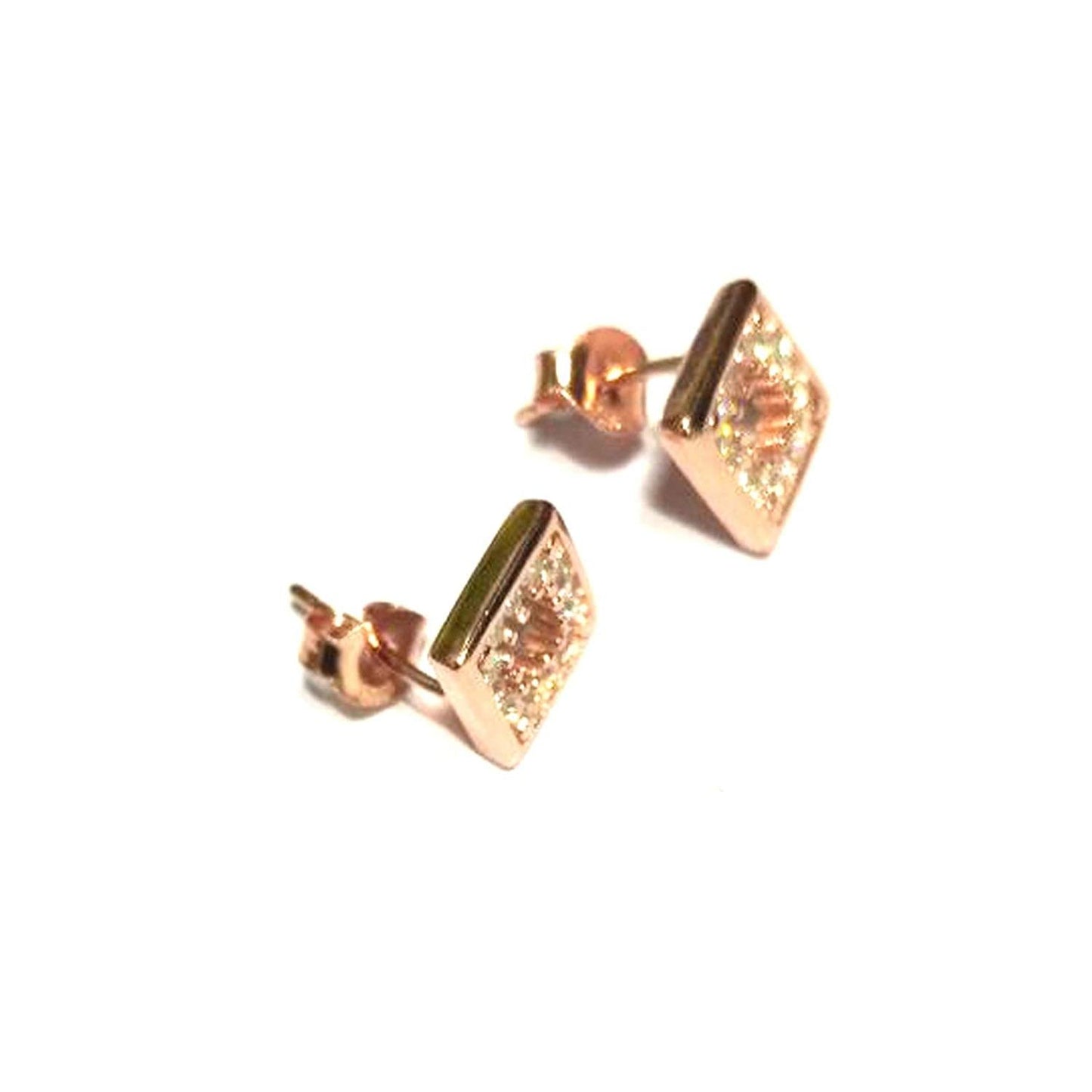 atjewels Round Cut White CZ 14k Rose Gold Over 925 Sterling Silver Square Stud Earrings For Girl's and Women's For MOTHER'S DAY SPECIAL OFFER - atjewels.in