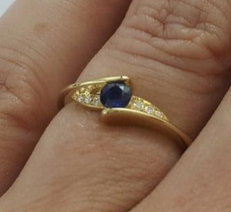 2 CT Round Cut Blue Sapphire Diamond 925 Sterling Silver Bypass Engagement Women Ring