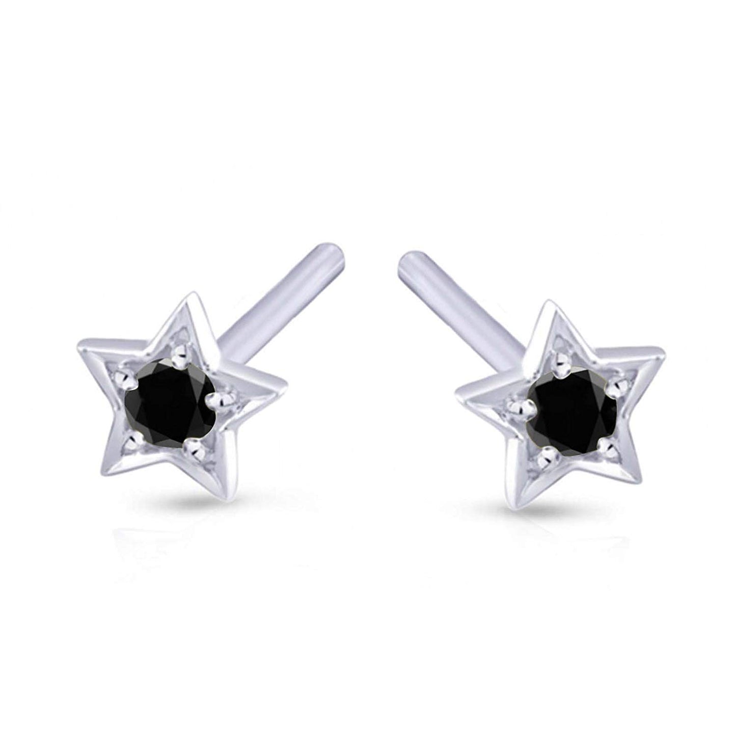 atjewels .925 Sterling Silver Round Cut Black CZ Star Stud Earrings For Women's MOTHER'S DAY SPECIAL OFFER - atjewels.in