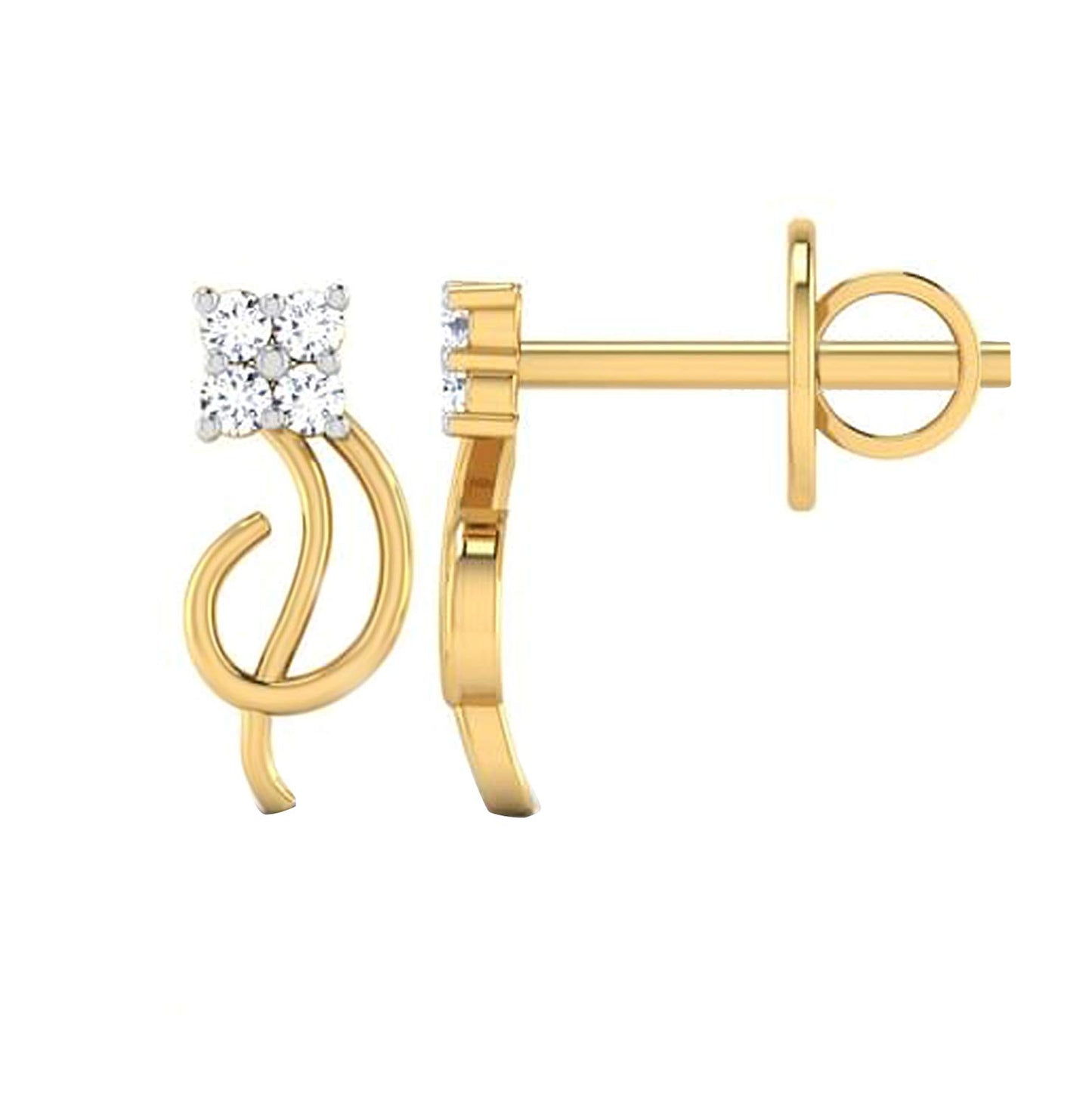 atjewels 14K Yellow Gold Over 925 Sterling Silver Fancy Stud Earrings For Women's MOTHER'S DAY SPECIAL OFFER - atjewels.in